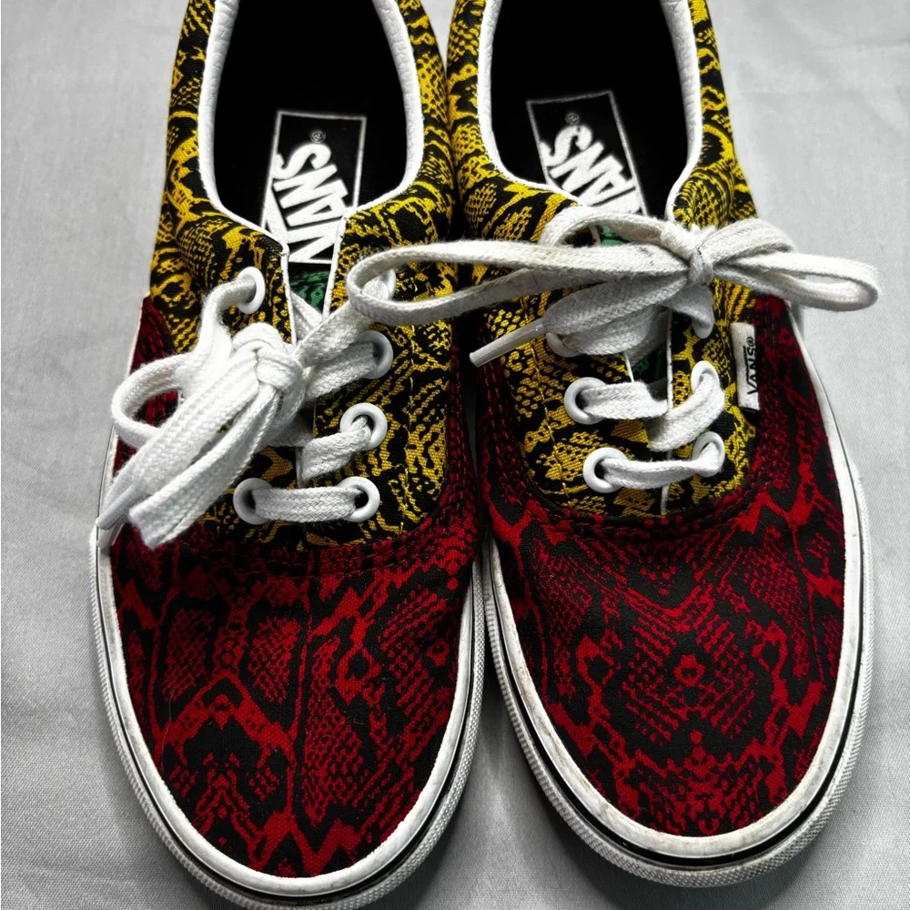 Vans Low-Top Sneakers in Yellow, Green & Black Snake Print